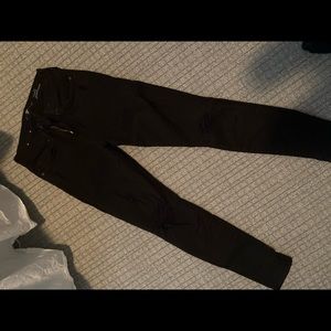 7 for all Mankind Black Distressed Skinny Jeans
